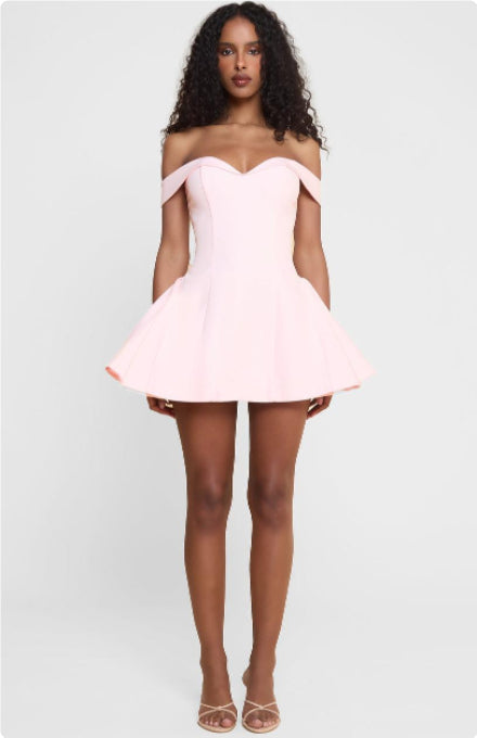 Trend Slash Neck Backless Sweet Girl Chic Ruched Mini Bodycon Streetwear