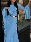 Round Neck Ruffled Long Sleeve Maxi Dress