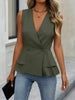Solid Lace Trim Sleeveless Slim Fit Top