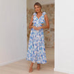 Women’s Floral Chiffon Backless Cross-Strap Dress