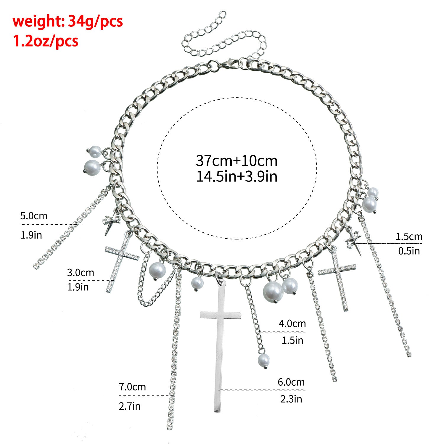 Cross Tassel Pearl Collarbone Chain