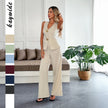 Women’s Summer 2-Piece Set – Simple Vest Top & Straight-Leg Pants Outfit