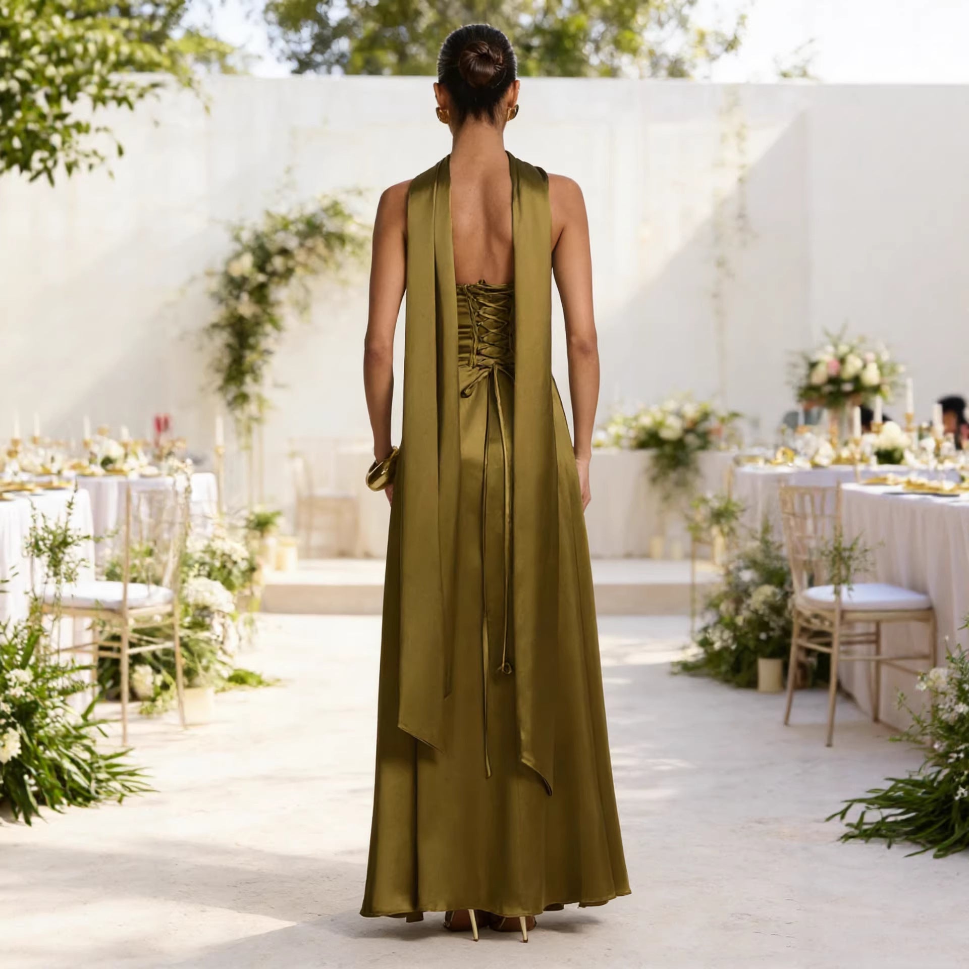 Women’s Backless Strapless Evening Gown – Sexy Slim Fit Maxi Party Dress