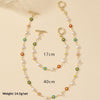 Colorful Daisy Bracelet and Necklace Set for Women, Floral Jewelry Set, Cute Everyday Commuter Accessories