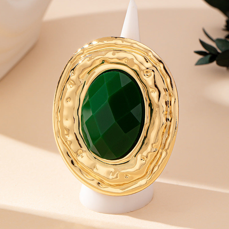 Geometry Round Piece Ear Studs Necklace Bracelet Ring Jewelry Set