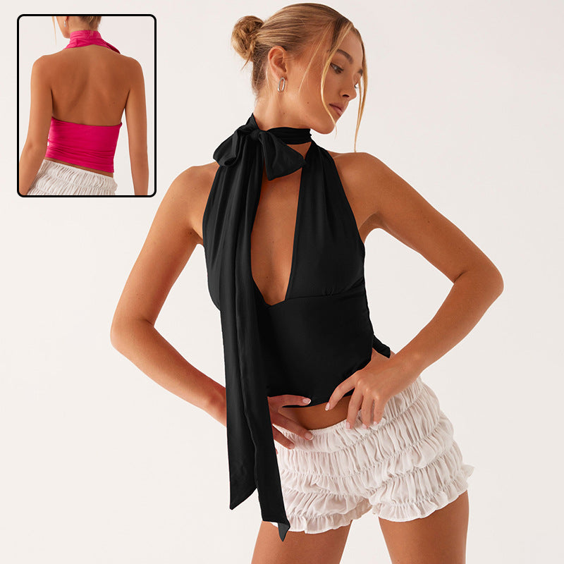 Deep V-neck Halter Tops Summer Fashion