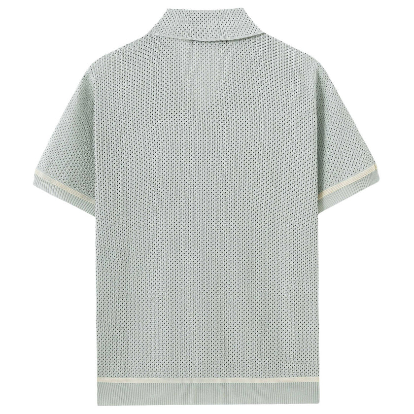 Men’s Summer Hollow-Out Knit T-Shirt – Breathable Casual Short Sleeve Top