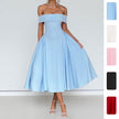 Off-shoulder Sexy One-shoulder Solid-color Dress