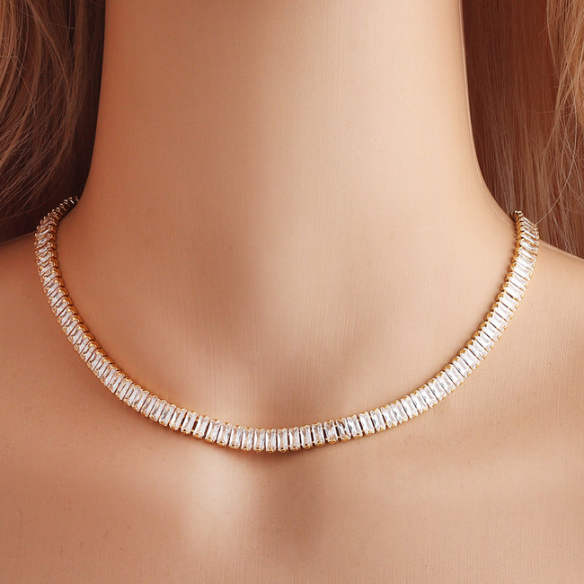 Zircon Claw Chain Full Drill Necklace Eardrop Bracelet Three-piece Set