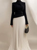 Turtleneck  Top & Contrasting Color Skirt Suit