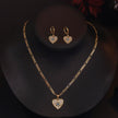 Gold Heart-shaped Zircon Pendant Necklace And Earrings Suite