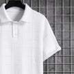 Men’s Textured Short Sleeve Polo Shirt – Casual Turn-Down Collar Summer Top