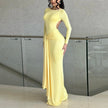 Solid Color Backless Dress for Women – Elegant Long Sleeve Autumn Slim Fit Dress