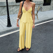 SpringSummer Resort-Style Camisole T-shirt And Pants Womens Outfit Set