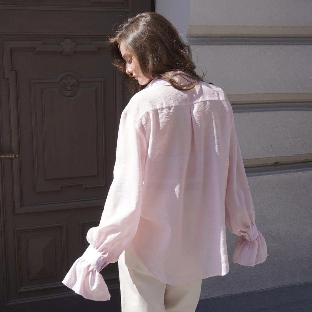Solid Button Front Drop Shoulder Loose Shirt