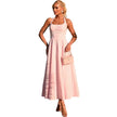 Women’s French Style Beach Maxi Slip Dress – Elegant Summer Vacation Spaghetti Strap Long Dress