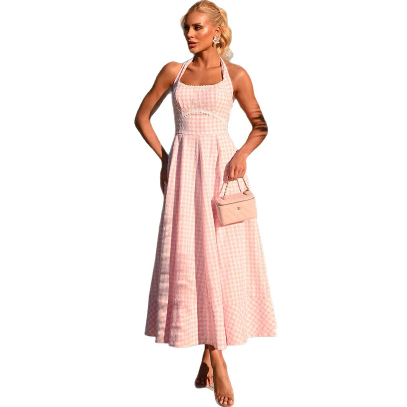 Women’s French Style Beach Maxi Slip Dress – Elegant Summer Vacation Spaghetti Strap Long Dress