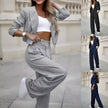 “Women’s Spring Striped Suit Set – Casual Lapel Cropped Top & Straight Pants Outfit”