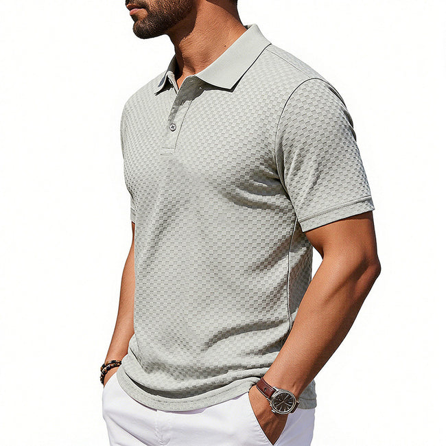 Men’s Plaid Polo Shirt – Breathable Casual Collared Short Sleeve T-Shirt