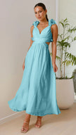 Women’s Floral Chiffon Backless Cross-Strap Dress