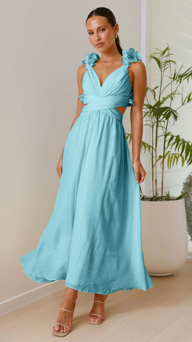 Women’s Floral Chiffon Backless Cross-Strap Dress