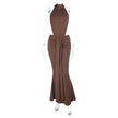 Women’s Beach Vacation Halter Neck Backless Evening Dress, Summer Sexy Maxi Dress, Lightweight Flowy Holiday Party Dress for Women