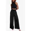 “Women Summer 2-Piece Set – Sleeveless Crop Top & Wide Leg Pants Casual Outfit”