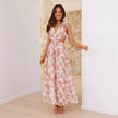 Women’s Floral Chiffon Backless Cross-Strap Dress