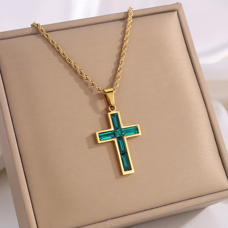 Style Diamond Cross Necklace Unique No Color Fading
