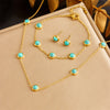 Retro Turquoise Blue Stainless Steel Jewelry Set