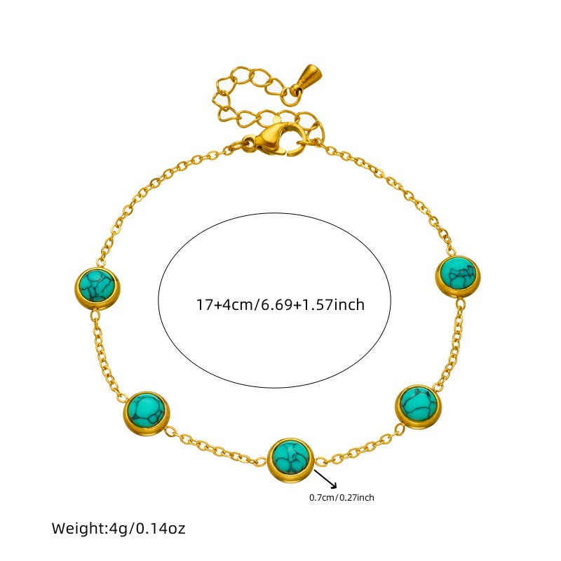 Retro Turquoise Blue Stainless Steel Jewelry Set