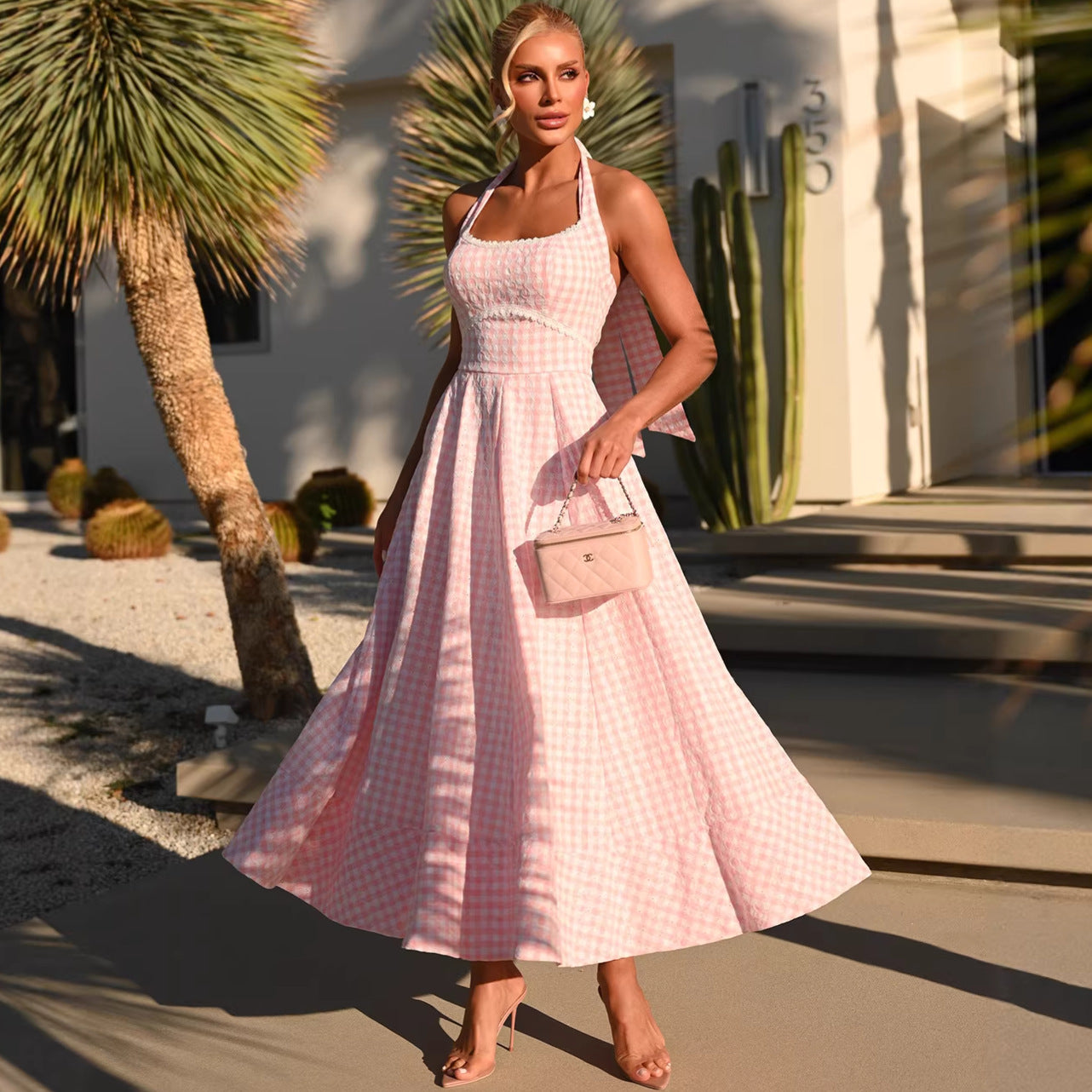 Women’s French Style Beach Maxi Slip Dress – Elegant Summer Vacation Spaghetti Strap Long Dress