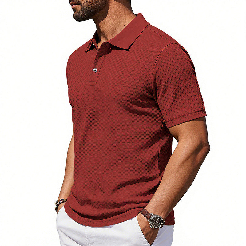 Men’s Plaid Polo Shirt – Breathable Casual Collared Short Sleeve T-Shirt