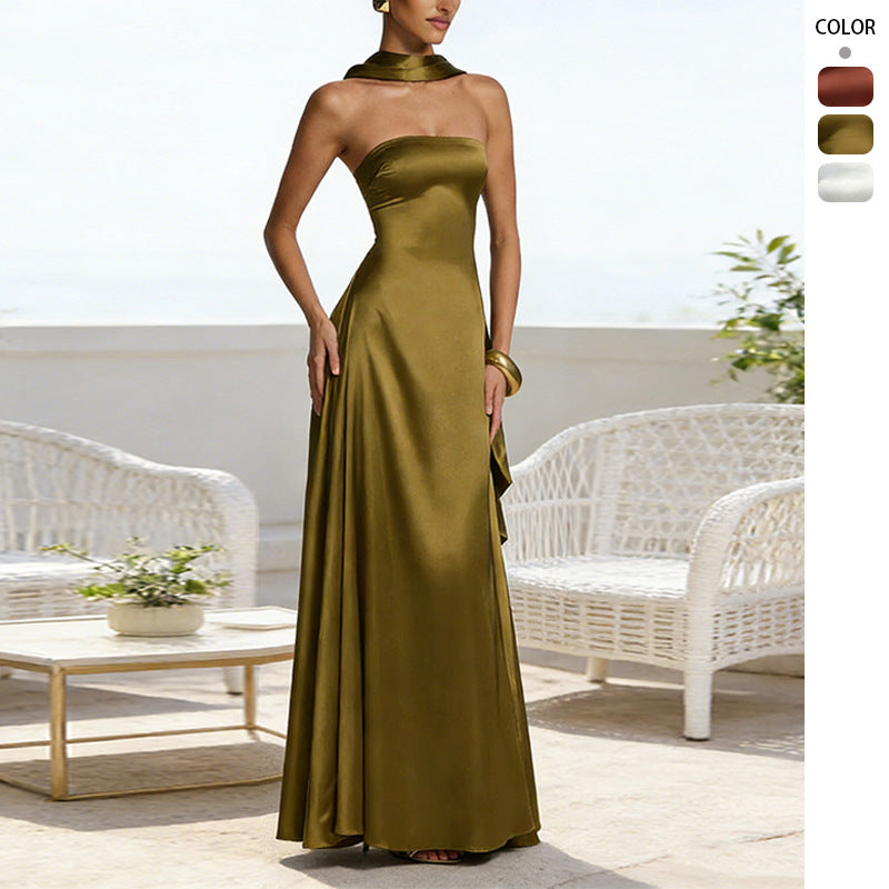 Women’s Backless Strapless Evening Gown – Sexy Slim Fit Maxi Party Dress