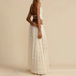 “2-Piece Women’s Summer Dress Set – Sexy Sleeveless Backless Cropped Halter Top & Pleated Long Skirt”