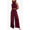 “Women Summer 2-Piece Set – Sleeveless Crop Top & Wide Leg Pants Casual Outfit”