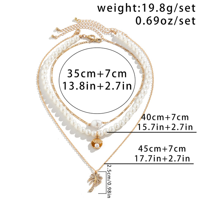 3-piece Set Of Starfish Shell Pearl Necklace