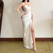 Women’s Asymmetrical Strapless Tube Dress – Sleeveless Crop Cutout Bodycon Spring Dress