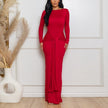 Solid Color Backless Dress for Women – Elegant Long Sleeve Autumn Slim Fit Dress