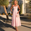 Women’s French Style Beach Maxi Slip Dress – Elegant Summer Vacation Spaghetti Strap Long Dress