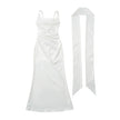 Elegant Strapless Square Neck Bodycon Dress – Pleated Waist Slim Fit Sheath Party & Clubwear for Women