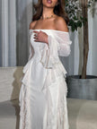 Off-the-shoulder Ruffled Long-sleeved Maxi Dress