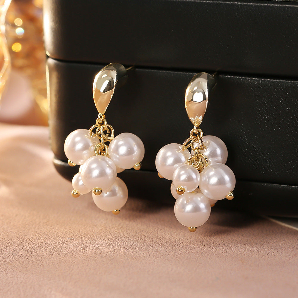 Pearl Grape Cluster Earrings High-end Feel