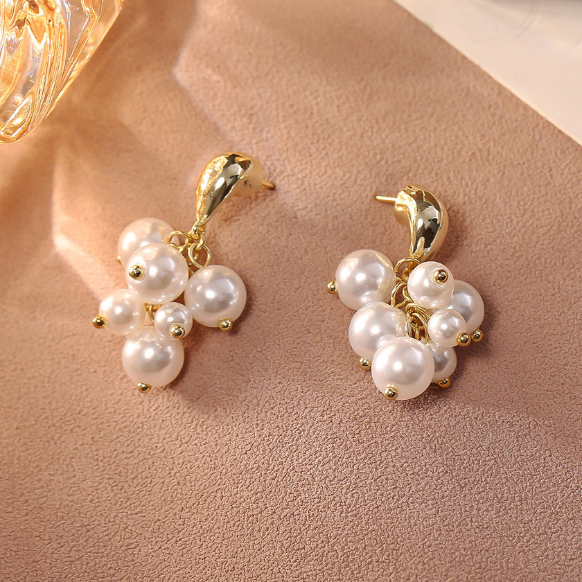 Pearl Grape Cluster Earrings High-end Feel