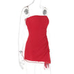 Y2K Tube Top Bodycon Dress – Backless Split Hem Summer Mini Dress