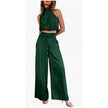 “Women Summer 2-Piece Set – Sleeveless Crop Top & Wide Leg Pants Casual Outfit”
