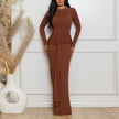 Solid Color Backless Dress for Women – Elegant Long Sleeve Autumn Slim Fit Dress