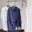 Solid Turn-Down Collar Single Breasted Tie Waist Slim Fit Shirt