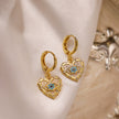Gold Heart-shaped Zircon Pendant Necklace And Earrings Suite