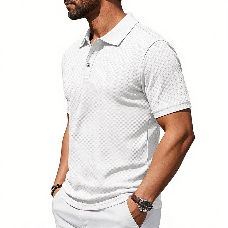 Men’s Plaid Polo Shirt – Breathable Casual Collared Short Sleeve T-Shirt